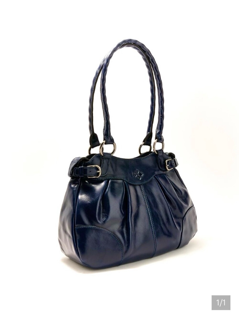 Navy blue Patricia Nash Mona Satchel Oceano/ Leather Pleated Shoulder Bag